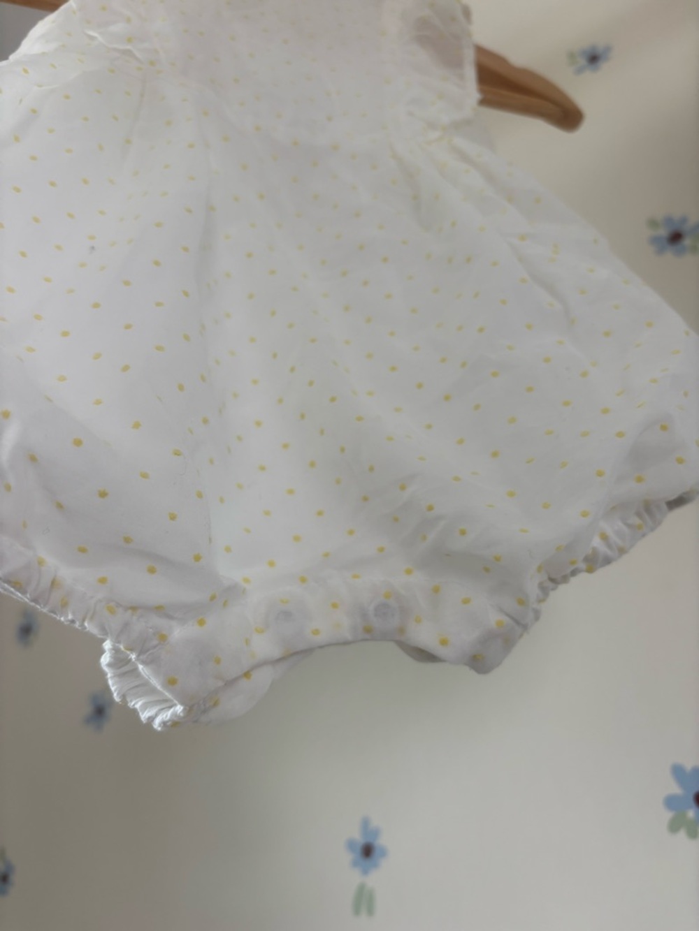 Absorba White Baby Bubble Romper with Yellow Dot Accents - Picture 3 of 7